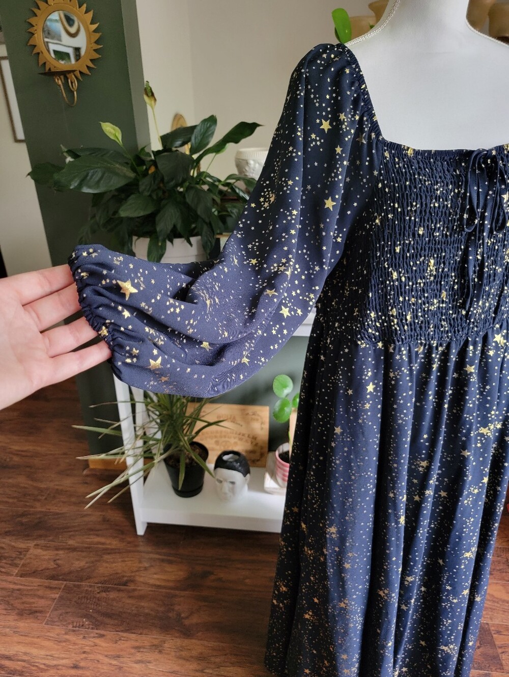 Bloomchic  Star-Print Navy Maxi Dress with Square Neck - Picture 5 of 10